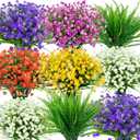 Ouddy Decor 24 Bundles Artificial Flowers for Outdoors UV Resistant Fake Plastic Plants Faux Boston Fern Greenery Stems for Spring Summer Indoor Garden Patio Window Box Kitchen Home Decor, Mixedcolor