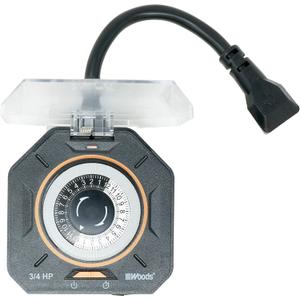 Woods 50124WD Outdoor 24-Hour Heavy Duty Mechanical Timer; 3/4Hp; 2 Grounded Outlets; Black (One Size)