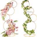 5Ft Round Wedding Arch Stand, 4 Tier Gold Metal Flower Arch Frame for Photo Balloon Booth Background, 2Pcs Flower Stand for Wedding Table Centerpiece Birthday Party Event Display Backdrop Decor