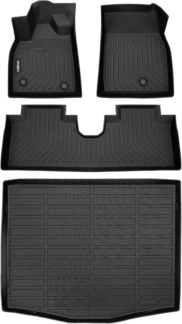 GINOWY-Floor Mats & Cargo Liner for Ford Mustang Mach-E 2021-2026TPE All Weather All Season Rubber Car Mats Liners Accessories for Mustang Mach-E Cargo Trunk Mat