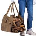 Firewood Carrier, Waxed Canvas Bag, Heavy Duty Tote Bag for Logs, Wood Carrying, Fireplace Carrier for Wood Stove Accessories, Log In Firewood Carrier Holder
