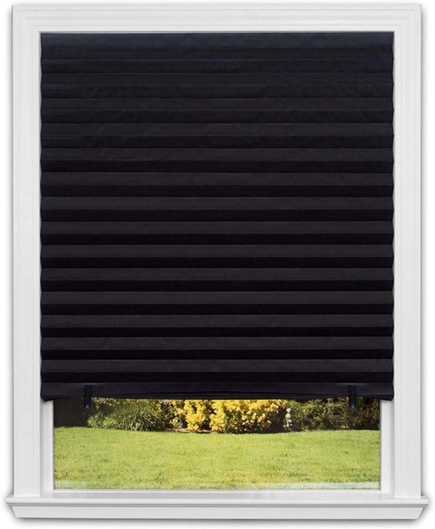 Redi Shade No Tools Original Blackout Pleated Paper Shade Black, 48" W x 72" L, 6 Pack