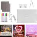 LED Note Board with 7 Colors,11.8"x7.9" Led Drawing Board for Kids with Invisible Stand, Light Up Dry Erase Board with 7 Markers, Dry Erase Board for Office School Home