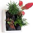 Self Watering Wall Planter with 4 Pots - Easy to Create Indoor Living Wall for Home, Office and Shop Front - Includes Water Gauge (White)