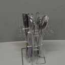 24 Pieces Flatware Set, Stainless Steel Cutlery Set with Silverware Holder, Modern Eating Tableware Set Includes Dinner Knives Forks Spoons,Hanging Silverware Set Service for 6 (Purple)