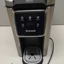 K Cup Coffee Maker, Hot & Iced Coffee Maker for K Cup and Grounds, 6-14 Oz Brew Sizes, 50oz Removable Tank, Single Cup Coffee Maker with Descaling Reminder, Stainless Steel, Black