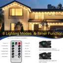 MERRIMAX M Permanent Christmas Outdoor Lights,50ft 36LED Eaves Lights with Remote,8 Modes Waterproof Outdoor Eave Connectable Christmas String Lights for Indoor Party (Warm White)