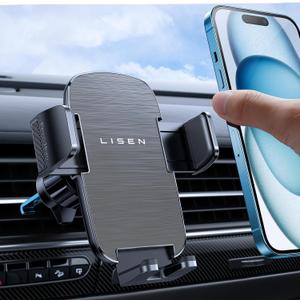 LISEN Car Phone Holder Mount, 2025 Upgrade Phone Holders for Your Car Vent, Cell Phone Holder Mount for iPhone 16 Pro Max, Cell Phone Car Mount Vent for iPhone 16 15 14 13 12 Pro Max Mini, Grey (Gray)