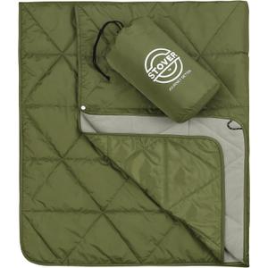 STOVER Outdoor Waterproof Fleece Travel Blanket for Camping, Picnics, Stadiums, Sports, The Beach Warm, Windproof, Compact, Lightweight & Sand-Resistant (Olive Green)