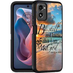 Designed for Moto G Power 5G 2024 Case, Military Grade Heavy Duty 3-Layer Shockproof Full-Body Protective Cover for Motorola Moto G Power 5G 2024, Quotes Bible Verse Psalm 46:10