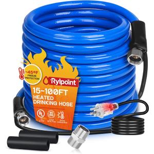 50FT15-100FT Heated Water Hose for RV,Heated Drinking Water Hose,Lead and BPA Free,1/2"Inner Diameter,Temperatures Down to -47F,Rv Accessories for Campers, Livestock, Agriculture