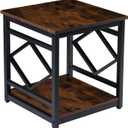 HODGSON Mini Fridge Stand Table with Large Capacity Storage, 18 Rustic Industrial End Table Side Table with 2-Tier for Beverage, Refrigerator, Dorm, Apartment,Office, Bedroom Corner