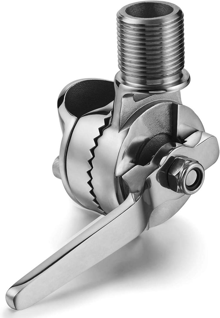 Marine VHF Antenna Mounts, Ratchet Mount, 316 Stainless Steel Adjustable Base Mount for Boat (Clamp-on Antenna)