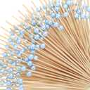 Reallnaive Cocktail Pick Pearl Fancy Toothpick for Appetizer 4.7 Inch Long Skewer for Drink Fruit Food Bamboo Stick Wedding Bridal Shower Decoration Charcuterie Accessories (Light Baby Blue,300 Pcs)