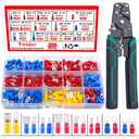 Twidec/300PCS 16Types Spade Crimp Connectors 2.8mm/4.8mm/6.3mm Male and Female Connector kit Includes Spade Fork Ring Insulated Wire Crimp Connectors and Wire Crimper Tool with Stripper Cutter
