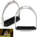 2 Pack Horse Riding Stirrups, Metal Horse Saddle Stirrup with Rubber Pad, Safety Knee Ankle Protection Saddle Pain Stress Relief, Stirrup Irons for Trail Riding Training Beginners