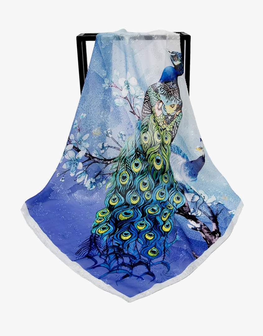 27 inch Silk Feeling Scarf Square Satin Head Scarf Fashion Neck Scarfs for Women
Color: 07 Peacock