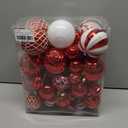 Christmas Ball Ornaments Set Assorted Shatterproof Ornaments 63 PCS Shaped Styles Xmas Tree Holiday Decorative,Red