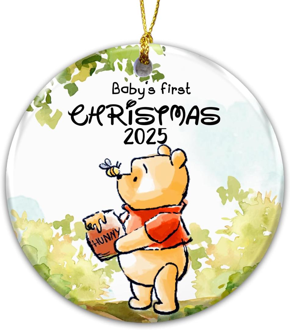 Baby First Christmas Ornaments 2023 | Disney Winnie The Pooh Christmas Tree Ornaments, Unique Christmas Decorations for New Baby and New Parents, for Newborn Baby 2023 (Winnie & Bee)