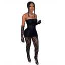 Women's Fashion Lace Tube Top High Waist Tight Body Stocking Long Pants Suit (XL)