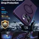 Magnetic for iPhone 16 Pro Case,Upgraded [Full Camera Protection][Compatible with Magsafe][Mil-Grade Drop Protection] Shockproof Slim Translucent Matte Phone Case for iPhone 16 Pro,Deep Purple