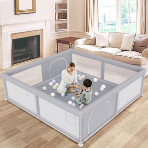 besuhot Large Baby Playpen 79x79 Inch, Playpens for Babies and Toddlers, Indoor & Outdoor Extra Large Kids Activity Center, Baby Play Yard with Zipper Gates.