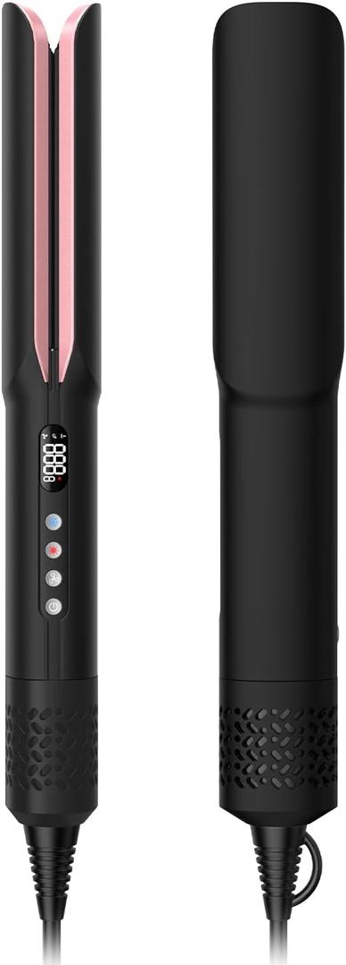 Hair Straightener - 2 in 1 Wet to Dry Hair Dryer and Straightener with High-Speed Airflow + Rapid Heat-Up + Customizable Temperature + LCD Display & Auto Shut-Off + No Heat Damage (Matte Black)