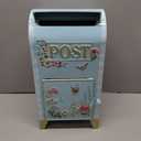 Vintage Wedding Mailbox with Lockable Door Decorative Blue Standing Post Box Large Metal Home Decor Mail Boxes for Wedding Cards Baby Birthday Shower Graduation Party Reception Gift (Blue)