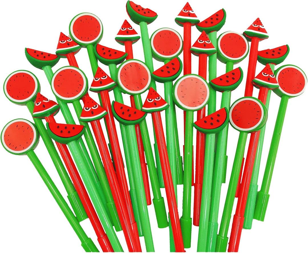 30 Pcs Cute Watermelon Gel Ink Pens - 0.5 mm Black Ink Fun Kawaii Fruit Writing Instruments for Kids School Office Home Supplies - Party Favors