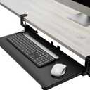 Keyboard Tray Under Desk Slide, 25.6"(30 Including Clamps) x 11.8" Height Adjustable Slide-Out Keyboard Drawer with C Clamp, Ergonomic Pull Out Platform Computer Drawer for Typing, Black