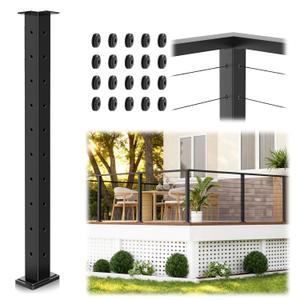 36" Cable Railing Corner Post, L-Drilled Two-Side Hole Deck Post