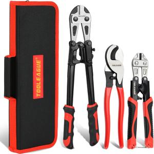 TOOLEAGUE 3Pcs Bolt Cutter Pliers Set,8"and 14" Heavy Duty Bolt Cutters,10" Wire Cable Cutter with Storage Bag,CR-V Blade, Easily Cut Locks, Screws,Rods, Chains