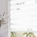 Persilux Blackout Cordless Zebra Blinds for Windows (34" W x 72" H, White) with Upgraded Cassette Light Filtering Dual Layers Sheer Window Shades for Office and Home, Easy to Install