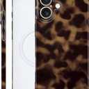 Magnetic Tortoise Shell Phone Case for iPhone 16 Plus, Compatible with MagSafe, Cute Leopard Print Fashion Aesthetic Soft TPU Slim Shockproof Protective Phone Cover for Women Girls