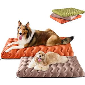 Orthopedic Dog Bed Outdoor Waterproof Dogs Crate Bed for Large Medium Small Dogs, Washable Cooling Dog Bed Mat with Removeable Cover & Memory Foam（36" x 27", Beige