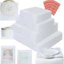 350 Pcs Dish Packing Supplies for Moving, 250 Cushion Foam Pouches and Sheets, 4 Sizes (16x12'', 12x12'', 12x8'', 8x8'') with 100 Fragile Stickers, Foam Pouches for Packing, Storage, Shipping