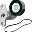 A/C Serpentine Drive Belt Tensioner Kit Fits for Chevy Silverado 1500 Avalanche Express Suburban Tahoe GMC Savana Sierra Yukon Cadillac Escalade 1999-2008, P/N: 19311139, 38159, ACK040378HD