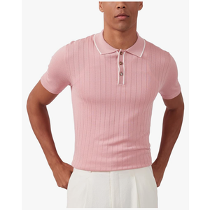 Kallspin Men's Vintage Knitted Polo Shirt Short Sleeve Solid Collared Golf Shirts with Button, XL
