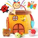 Baby Toys 6-12 Months - Montessori Soft Sensory Toys for Toddlers 0-3, Honey Pot House with Stuffed Animals, Rattle, Squeaker, Crinkle Paper, Mirror, Infant Gifts, Sensory Toddler Toy