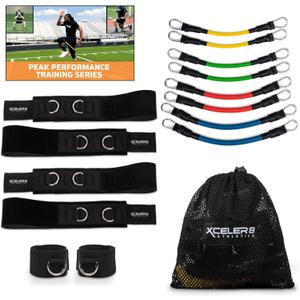 XCELER8 Bands Speed and Agility Training Resistance Bands for All Sports | Includes Ankle Straps | Training Videos | Fast Sprinting, Explosive, Agile, Strength, Endurance