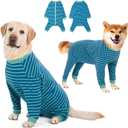 Yeapeeto Dog Onesie Surgery Recovery Suit for Large Medium Bodysuit Dogs Pajamas PJS Full Body for Shedding, Prevent Licking, Wound Protection, Cone Alternative (Blue Green, 2XL)
