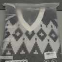 ZAFUL Sweater Dresses for Women 2025 Fall V Neck Long Sleeve Knit Color Block Fair Isle Pullover Sweaters Mini Dress S