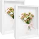 2 Pack Shadow Box Frame 11"x 14" Wood Deep Shadow Boxes Display Cases, Dried Flowers, Photos, Handicrafts Picture Frames for Wall Hanging Tabletop (White, 11"x 14")