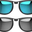 2Pcs Polarized Clip for Ray-Ban Meta Wayfarer Smart Glasses, Discoloration Clips for Ray-Ban Meta Wayfarer Standard RW4006 (Size M 50-22) Protect Your Eyes, Cool and Fashion (Silver, Blue)