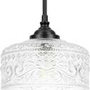 Black Vintage Pendant Lights Kitchen Island, Adjustable Height Kitchen Island Lighting, Bathroom Pendant Light with Clear Glass Shade- Dual Mount Ceiling & Hanging Fixtures with 90 Swivel for Decor