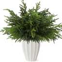 16Pcs 24 Inch Real Touch Norfolk Pine Stems, Artificial Green Plants Branches, Faux Greenery Pine Stem Fake Cedar Picks for Vase, Christmas Pine Branches for DIY Crafts Home Indoor Decor