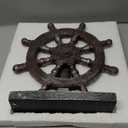 Ship Steering Wheel Boat Sculpture Decor Nautical Rudder Figurine Resin Handicraft Statue Model for Bookshelf Desktop Ornaments Home Decoration (Reddish Brown)