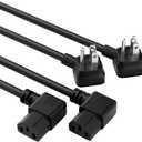 Elecan 3-Prong 45 Degree Flat to 90 Angled Plug Replacement Power Cord 10 Ft/2 Pack, Heatproof Flexible Durable AC Device Power Cable for Appliance Computer TV Monitor, ETL 18AWG 125V 10A