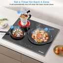 24 Inch Electric Cooktop, 3 Burner Built-in Ceramic Stove Top 220V-240V, 5700W Radiant Electric Cook Top with Touch Control, Timer, Safety Lock, 220V Hard Wired (No Plug)