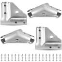 Otoolling 4 Pieces 1 5/8" x 1 5/8" Chain Link Fence Gate Corner Pressed Steel Elbow Hardware Used to Protect Door Corners and Gate Construction Includes Nuts, Bolts and Spares